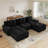 Boneless Modern U-Shaped Modular Sofa, Compression Corduroy Fabric & No Assembly-123043455