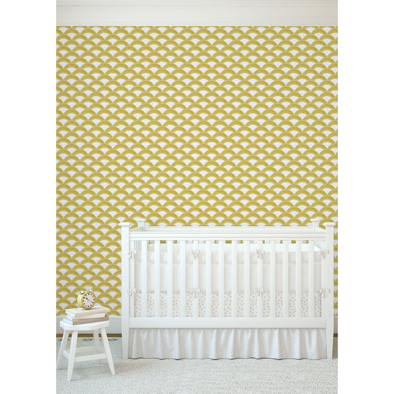 Kids Rainbows 10' L x 24" W Wallpaper Tile, Golden, Non-pasted