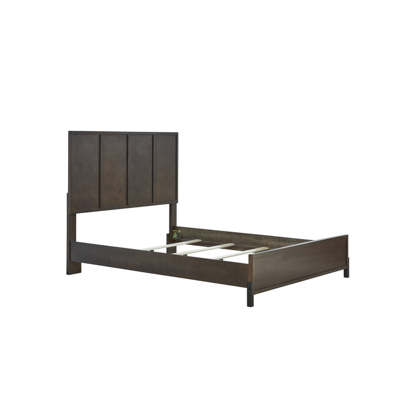 Nutmeg Brown Queen Panel Bed with Wood Headboard