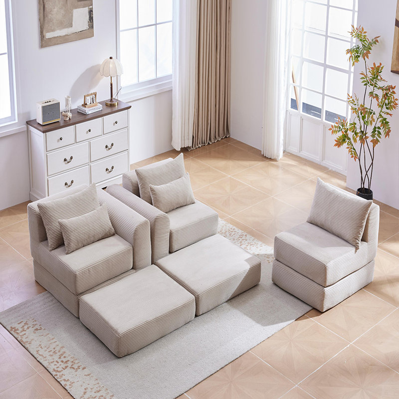 Canapé modulaire en L (brun clair)