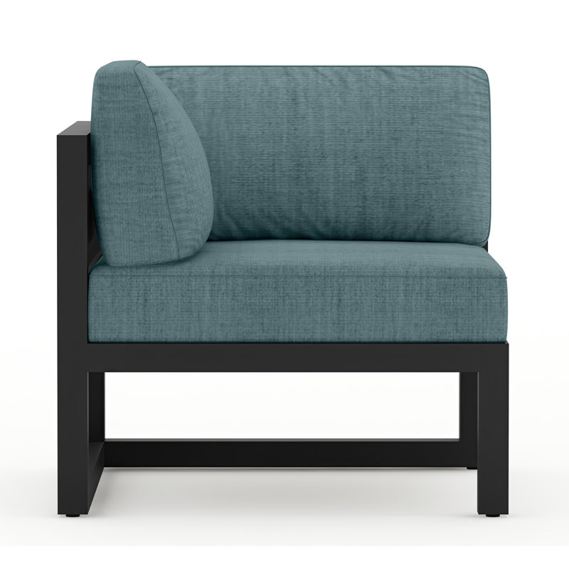 Avion Patio Chair with Sunbrella Cushions, Cast Lagoon Sunbrella® Plainweave, Black