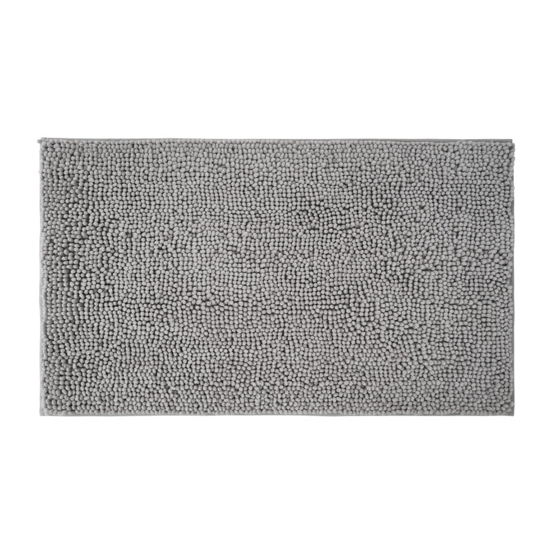 Wayfair Basics® Aguon Chenille Super Soft Absorbent Microfiber Rectangle Non-Slip Bath Rug, Light Gray