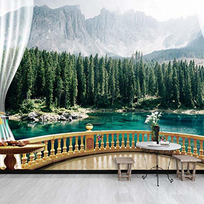 Murale vue naturelle de faux balcon, L 144 po x l 100 po