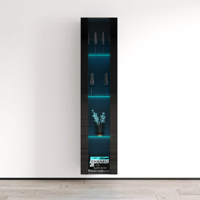 Crister 15.8" Bookcase with 16-Colour LED Lighting, High Gloss Finish