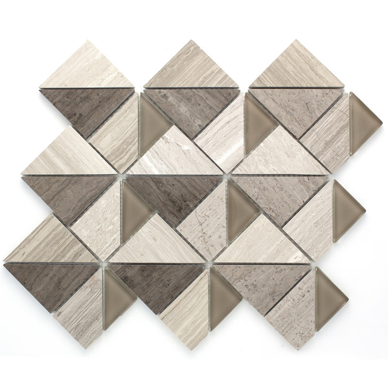 Mountain Top 10.88'' W X 13'' Random Marble Look Mosaic Wall Tile, Wooden Beige