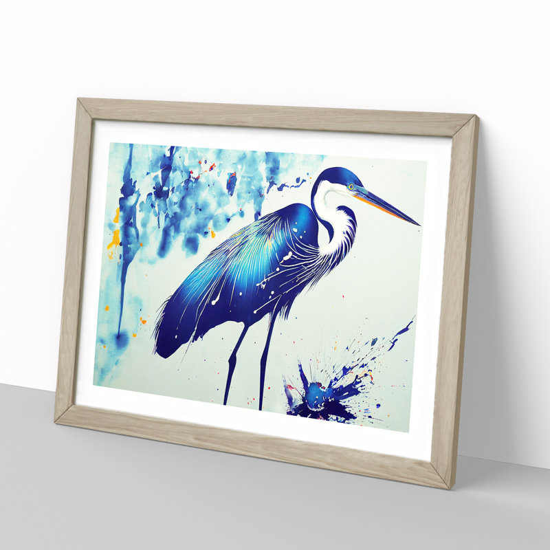 XH1022-8086X Splashed Heron Bird Vol.2 Abstract - Single Picture Frame Print, Oak Framed, 34cm H x 46cm W x 2cm D