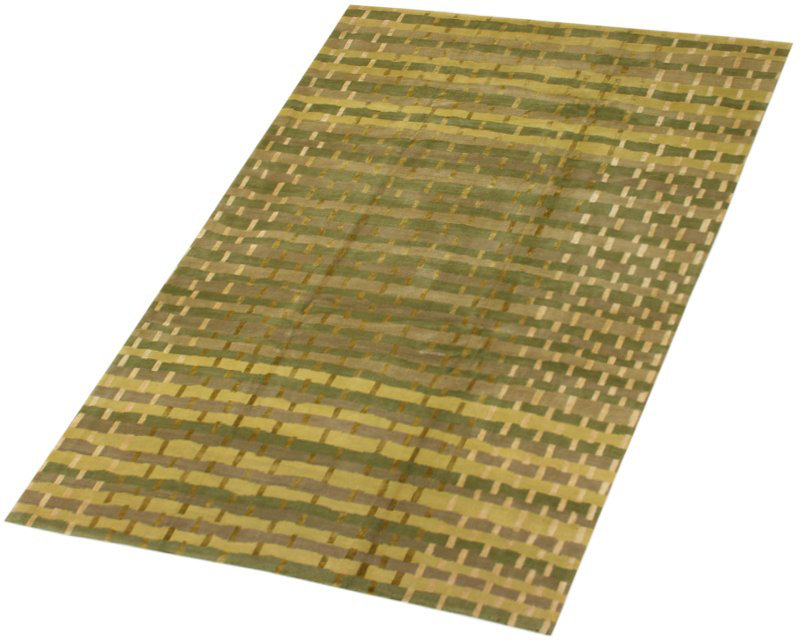 Rag Striped Area Rug in Beige/Green/Gray, Rectangle 3' x 5'