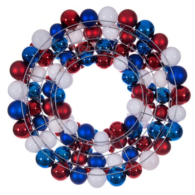  28" Red/White/Blue Ball Wreath.