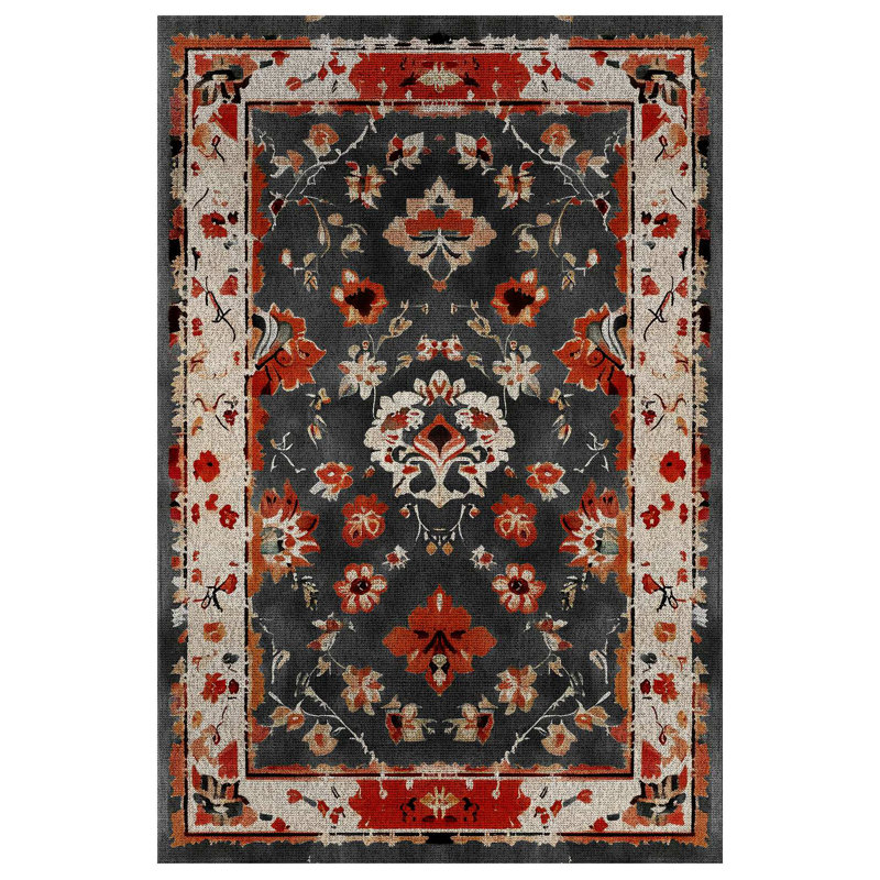 Derya Collection Digital Print Cotton-Polyester Multicolor Floral Rug, Runner 3'4" x 8'3"