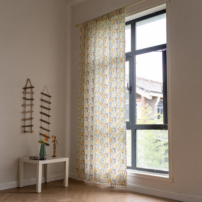 Parakh Cotton Blend Semi Sheer Curtain Pair, 59" W x 79" L