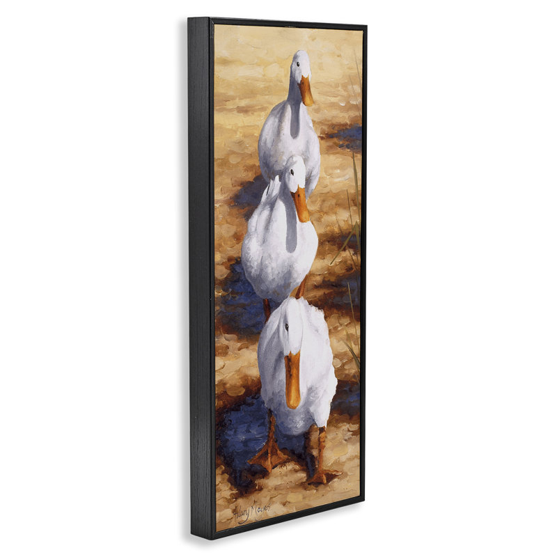  Cluck Queue Duck Trio, estampe numérique par Hilary Mayes, H 24 po x l 10 po, Giclée encadrée noir minuit