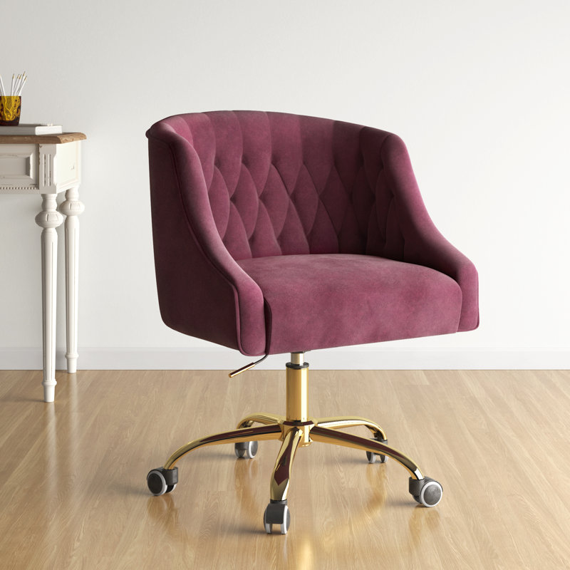 Chaise de travail en velours Doreen, Velours mauve