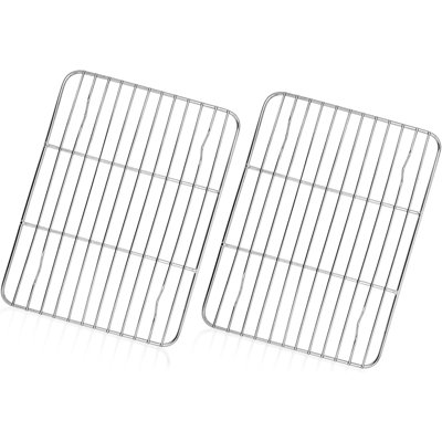 Ensemble de 2 mini-grilles de refroidissement (8,75 po x 6,25 po) - Grilles de four grille-pain en acier inoxydable pour la cuisson et le rôtissage