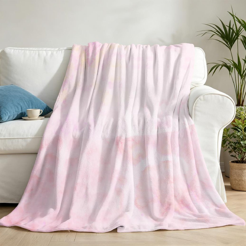 Jeté en flanelle bleue ultra douce, imprimé floral mauve, Jeté 50 po x 60 po