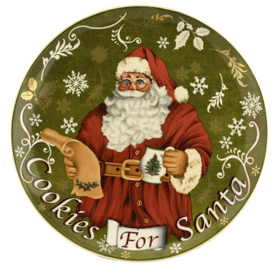 Spode Christmas Tree 2Pc Cookies Santa Plt & Bottle