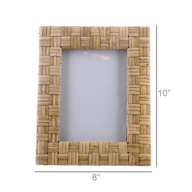 Alodee Natural Wicker / Rattan Picture Frame with Mat, 5" x 7"