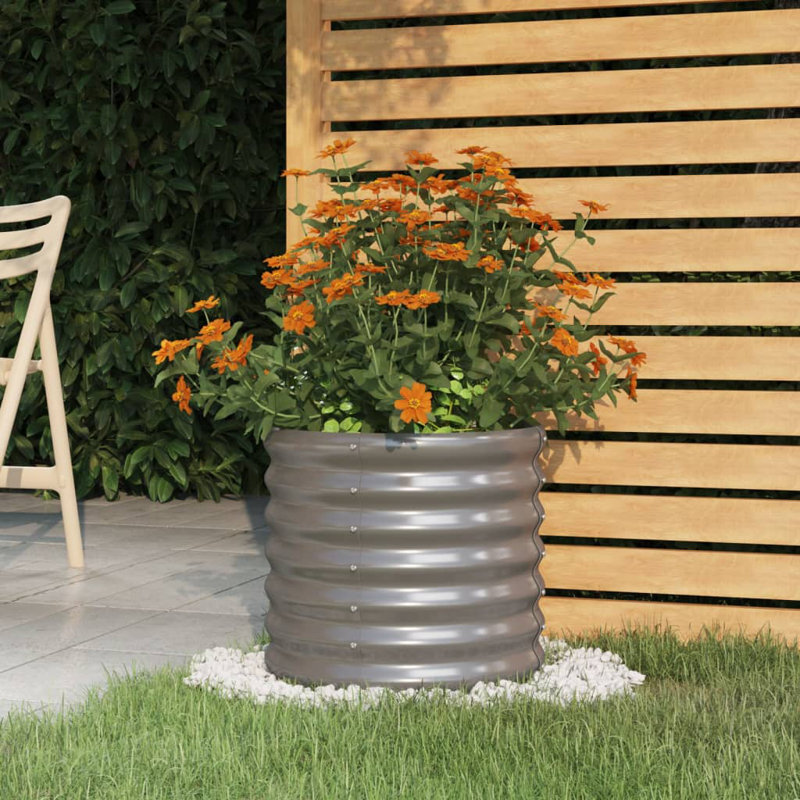 Garden Raised Bed Powder-coated Steel, Gray, 14.17" H x 15.75" W x 15.75" D