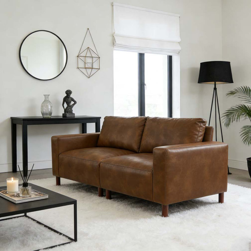 Grand canapé 78,5 po en similicuir PU, 2, Brun