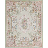 Hand-Knotted High-Quality Green and Multi-Colored Area Rug
