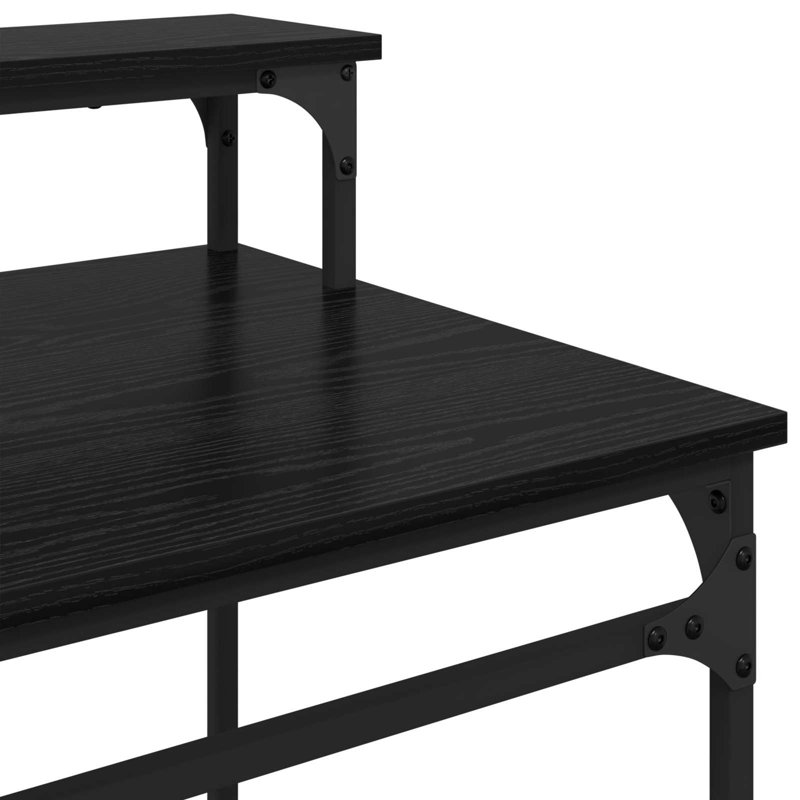 Metal Base Computer Desk, 90cm. H x 80cm. W x 50cm. D, Black Oak