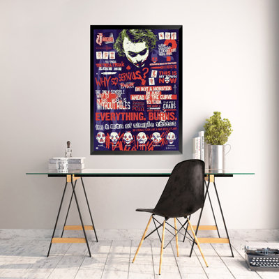FRAMED The JOKER Dark Knight Quotes MOVIE Art Print Poster The Joker Iconic Evil Enemy of Batman -  Buy Art For Less, IF GE GPE4937 36x24 1.25 Black