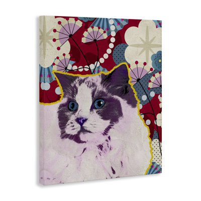 Art mural sur toile Wow Kitty with Pop Accents, design par BigBadMullet