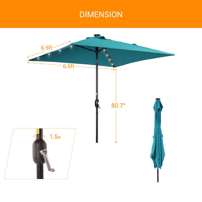 Parasol de marché carré 6,5 pi Rimmel, Bleu lac