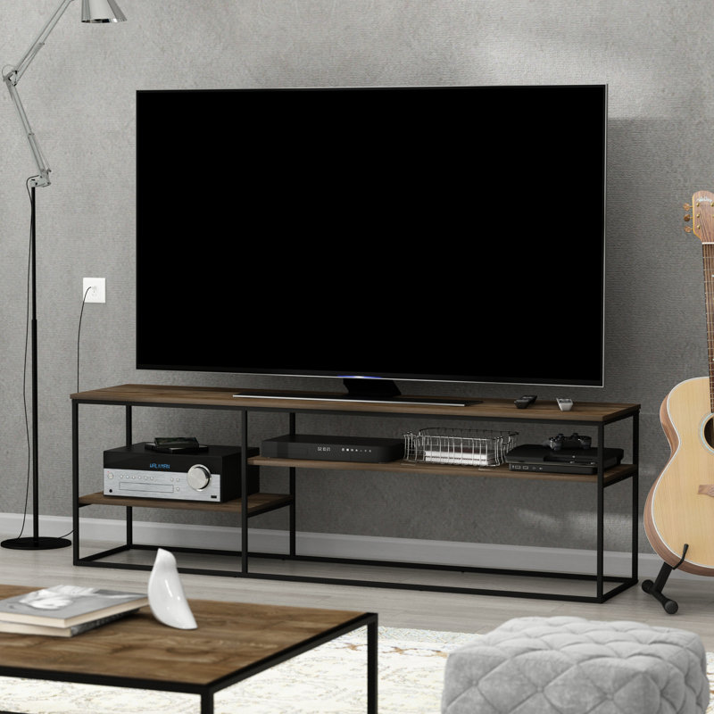 Emilda TV Stand for TVs up to 78", Columbia Walnut/Black