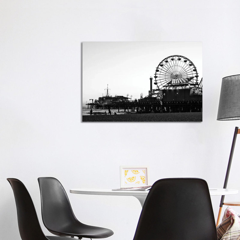 Black California Series - Santa Monica Pacific Park - Wrapped Canvas Print, 101.6 cm H x 66.04 cm W x 1.91 cm D