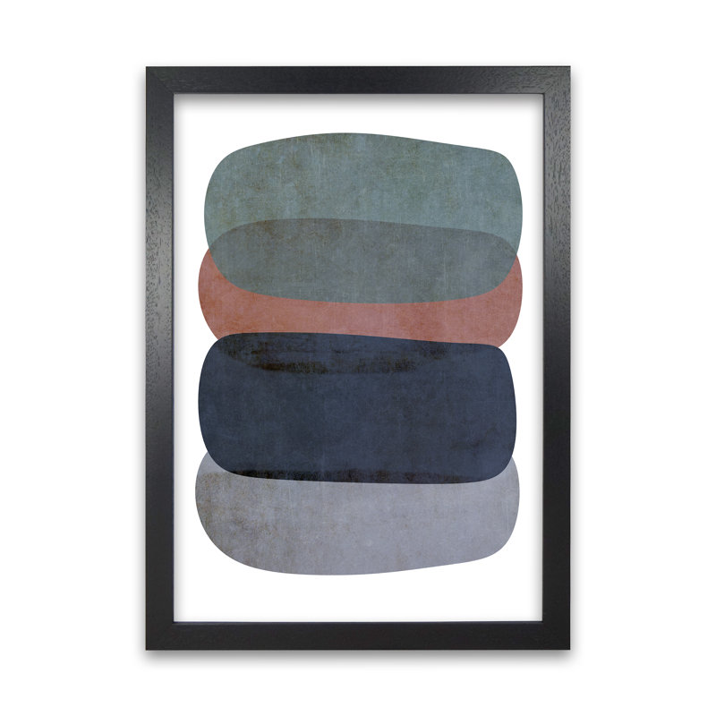 Earth Tones Soft Abstract Shapes - Print, Black Frame, 84cm H x 59cm W x 3cm D