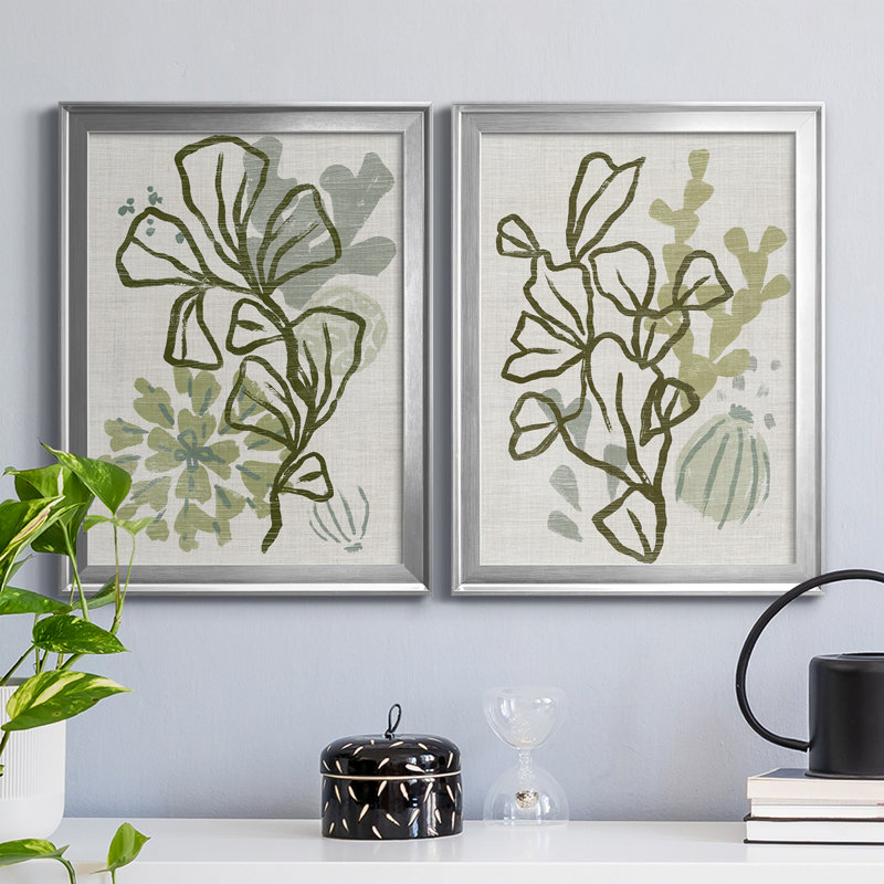 Coral Blockprint III, reproduction encadrée de qualité supérieure - prête à être accrochée, H 30,5 po x l 45 po x P 1 po
