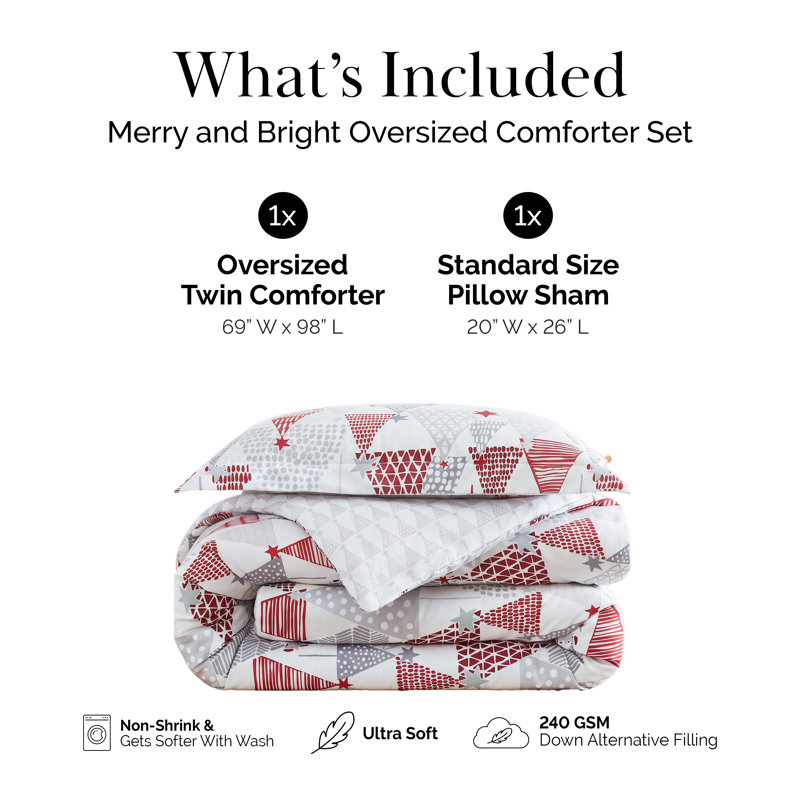 Ensemble d'édredon en duvet synthétique réversible surdimensionné Merry and Bright