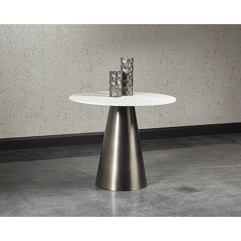 Round Marble Dining Table, Gray
