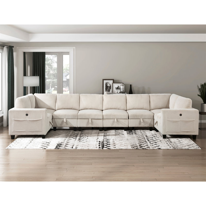 Canapé modulaire 8 pièces avec sièges de rangement 8 pièces, Beige
