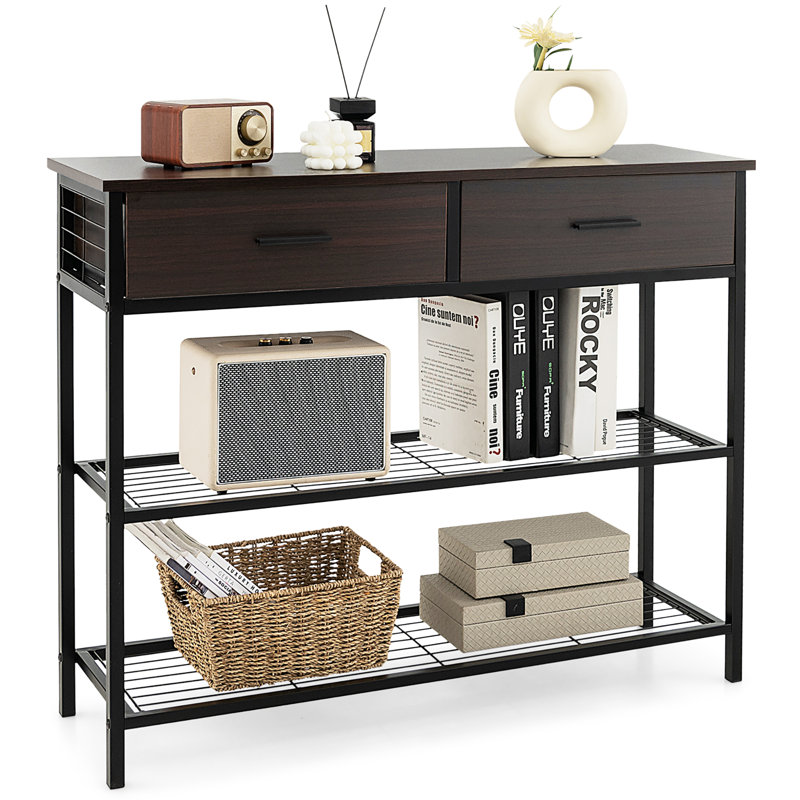 Wadeeah 12'' Console Table, Black Walnut