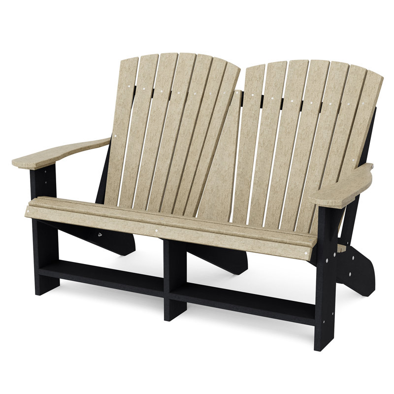 Heritage Double Adirondack Chair, Weathered Wood/Black