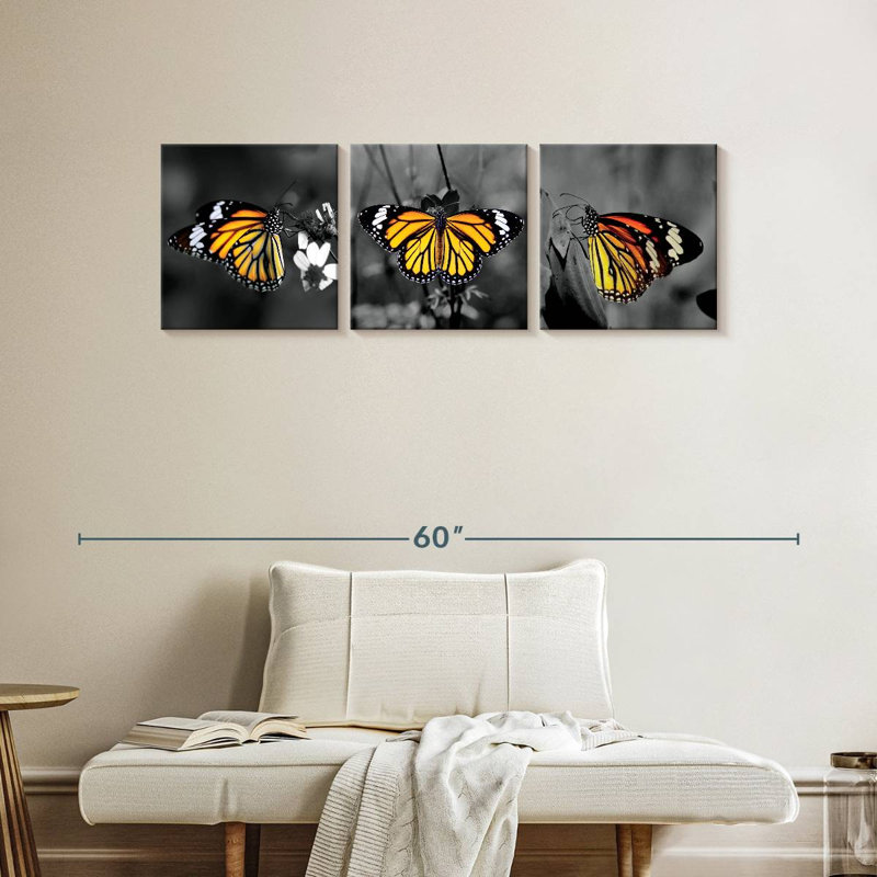 «Monarch Butterflies Pop», reproduction sur toile, H 15 po x l 47 po x P 1,25 po