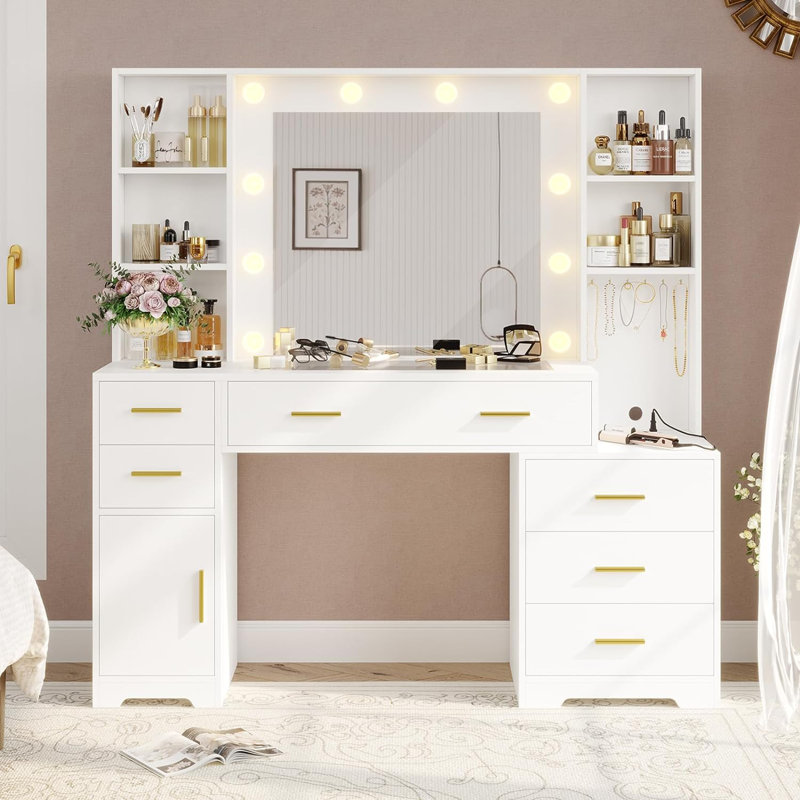 Ragin Makeup Vanity With Usb Power Outlet And 3 Modes Adjustable Brightness Light