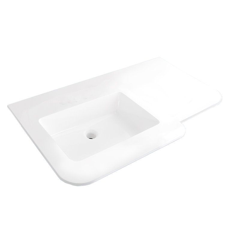 Kubitop 36.5'' L Bathroom Sink, Wall Mounted Faucet, Matte White