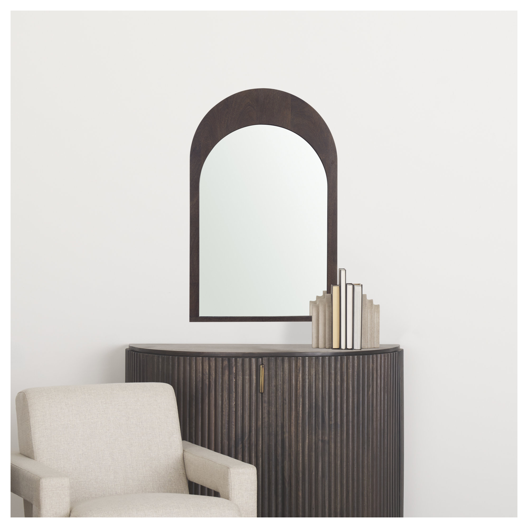 Vixe Solid Wood Mirror, Dark Brown, 36" x 23"