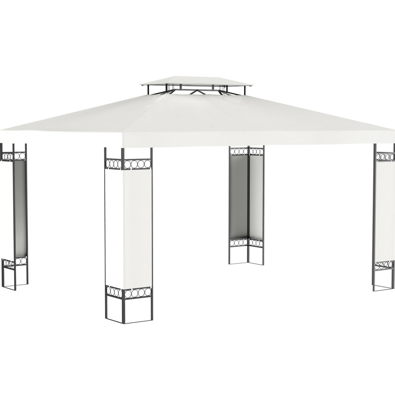 Auvent de pavillon blanc crème 10 pi x 13 pi - Double toit pour patio, jardin, pelouse, cour avec auvent, pour utilisation