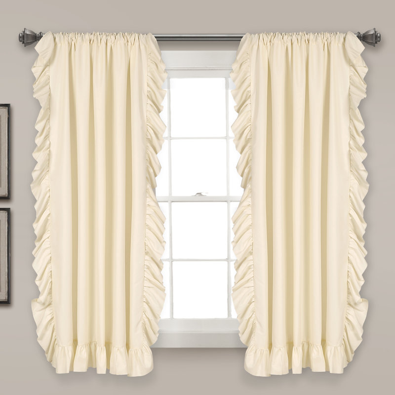 Reyna Semi Sheer Curtain Single Panel, 54" W x 63" L, Dark Ivory