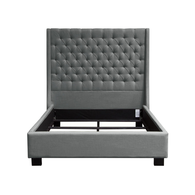Revêtement de lit capitonné en velours Zoa Bed W, Gris, Grand