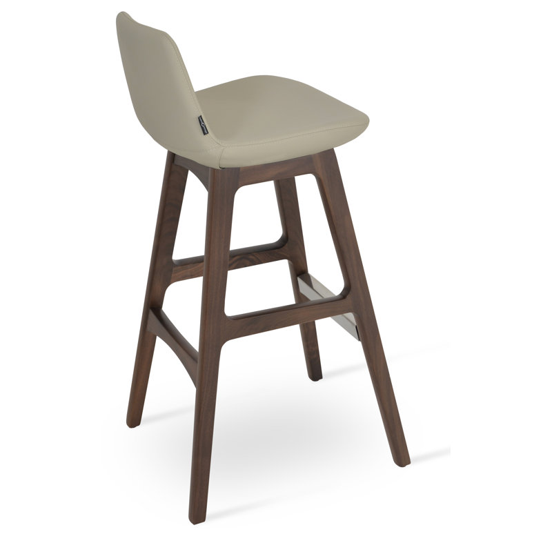 Tabouret de bar et de comptoir Pera, Noyer américain, Similicuir os, Tabouret de bar (siège d'une hauteur de 29 po)
