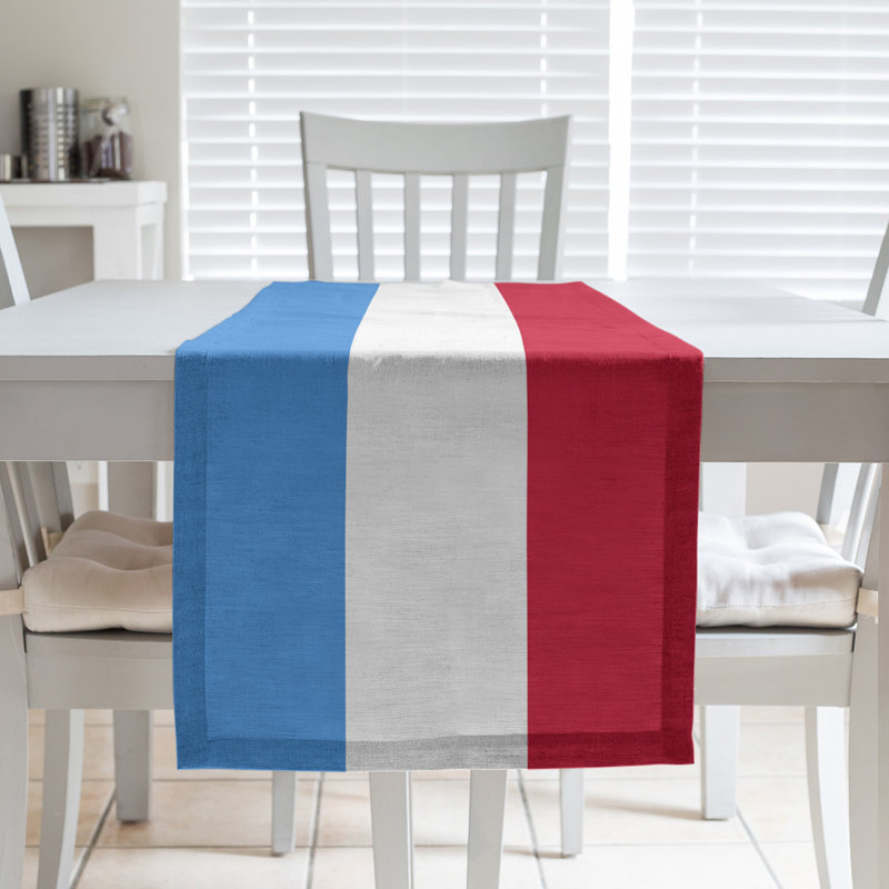 New Orleans Football Stripes Table Runner, 90" x 16", Polyester, Houston Throwback Football Blue/Red/White