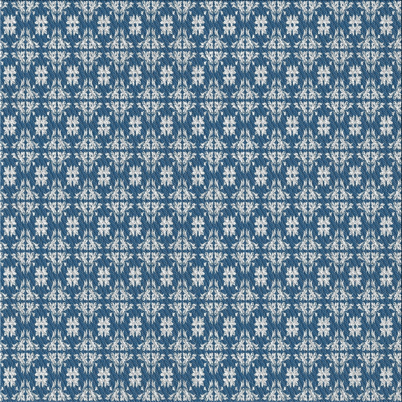 Tapis damassé bleu, Carré 3 pi