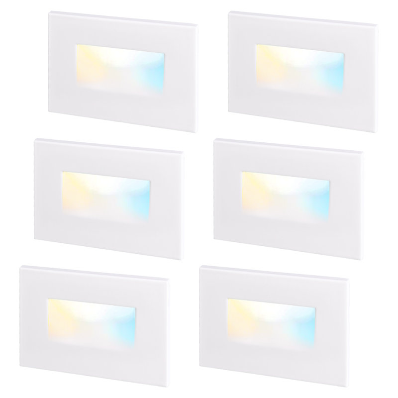 Éclairage d'escalier DEL 5CCT 120 V, horizontal, en aluminium, à intensité variable, IRC 90, certifié ETL, pour intérieur et extérieur, adapté aux environnements humides, blanc