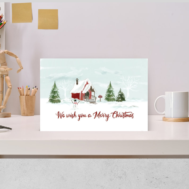 Snowy Christmas House 1 Piece Wrapped Canvas Wall Art, 30.48cm H x 45.72cm W