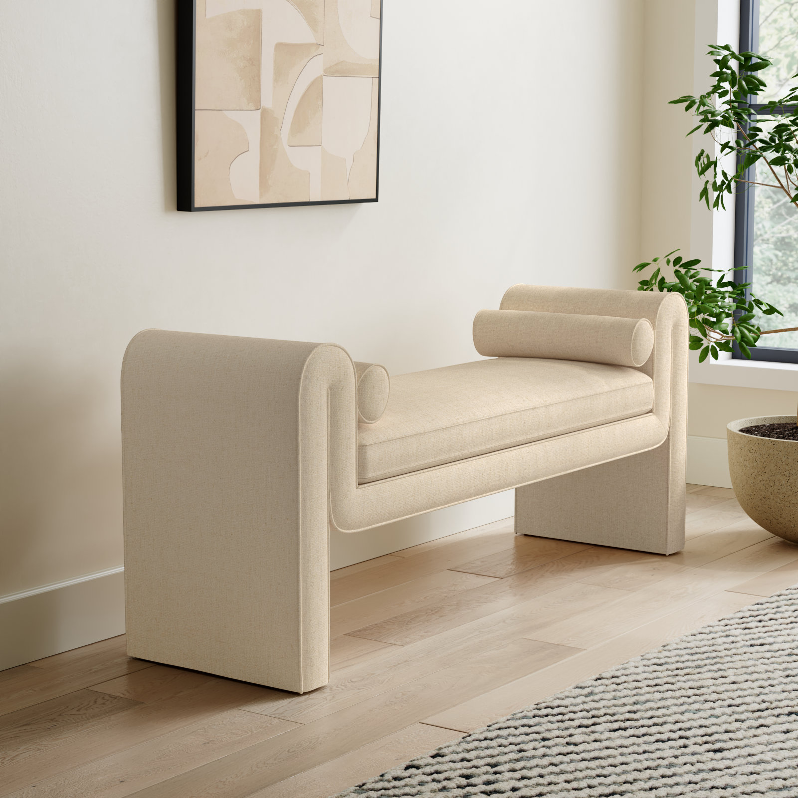 Seoul 63" Entryway Bench, Thames Cream