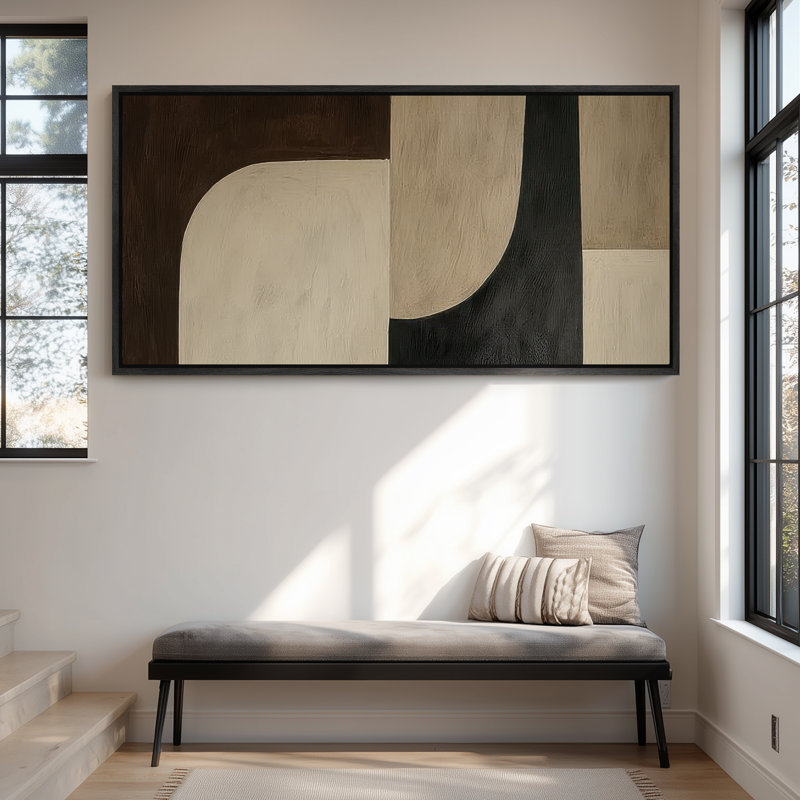Très grand art mural rétro encadré pour art classique, H 30 po x l 60 po, Noir